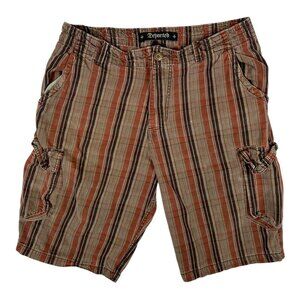 Vintage Departed Cargo Shorts Mens Medium Plaid Brown Y2K Grunge Skater Size 38